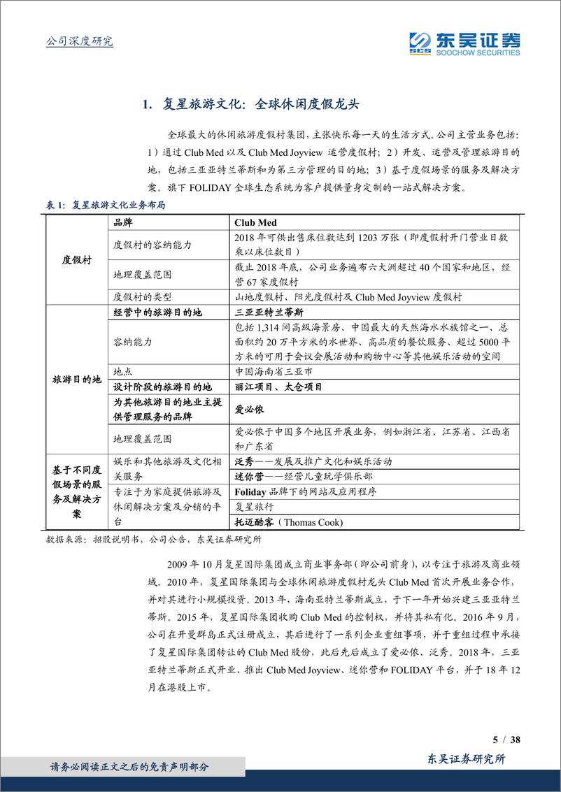 《复星旅游文化-1992.HK-度假村龙头全球领航，打造休闲度假新明珠-20190629-东吴证券-38页》 - 第6页预览图