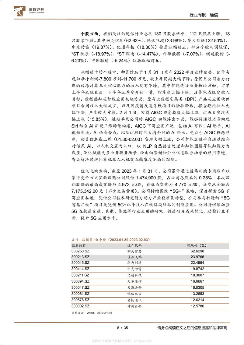 《通信行业周报：ChatGPT热度加速AI算力投资，光通信产业链或将持续受益-230209》 - 第6页预览图