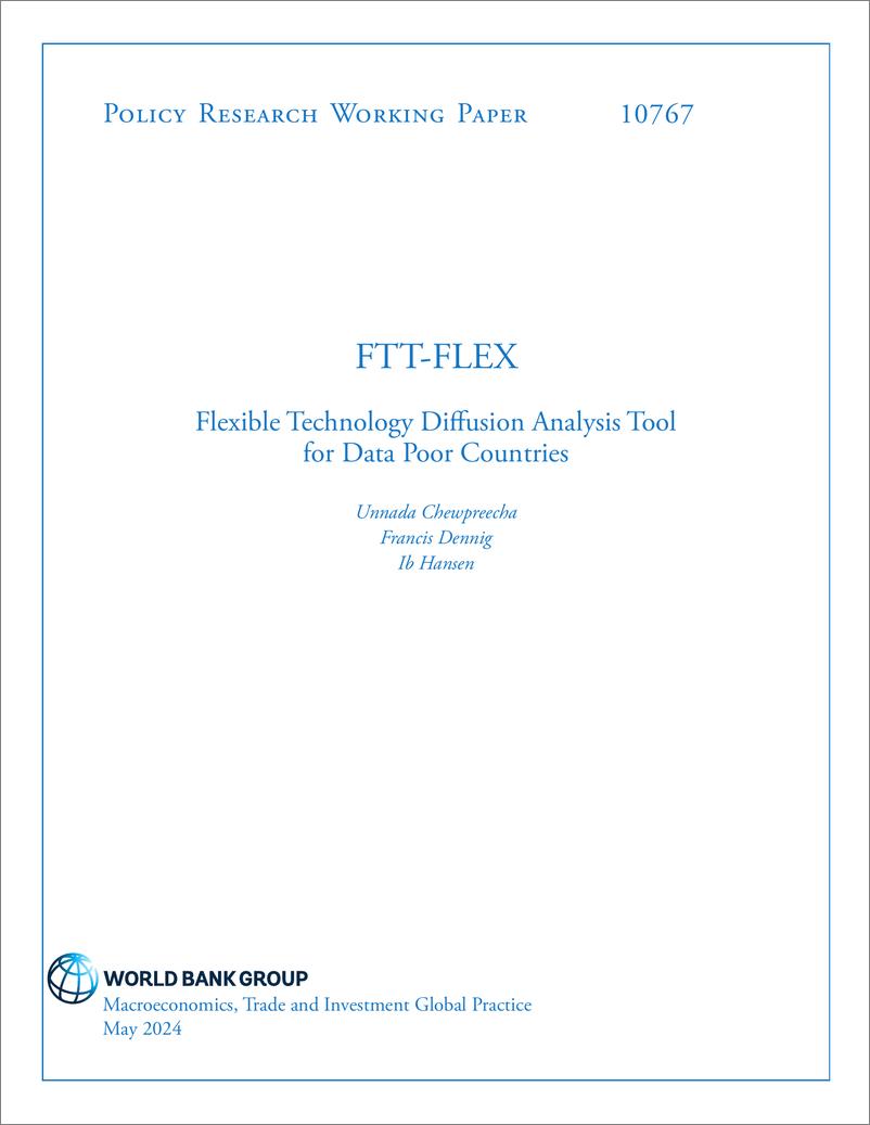 《世界银行-FTT-FLEX：面向数据贫乏国家的灵活技术扩散分析工具（英）-2024.5-29页》 - 第1页预览图