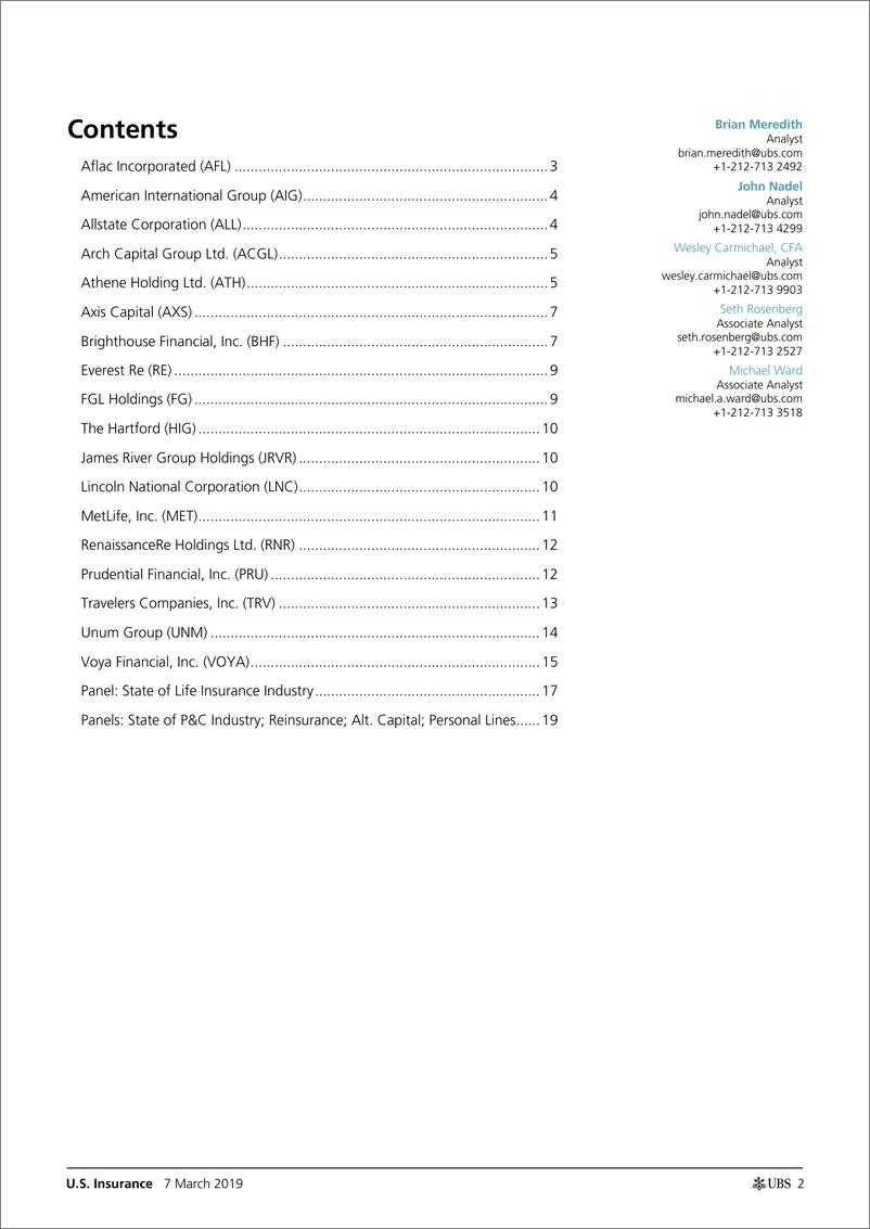 《瑞银-美股-保险行业-美国保险业：2019AIFA会议财险与寿险要点-2019.3.7-27页》 - 第3页预览图