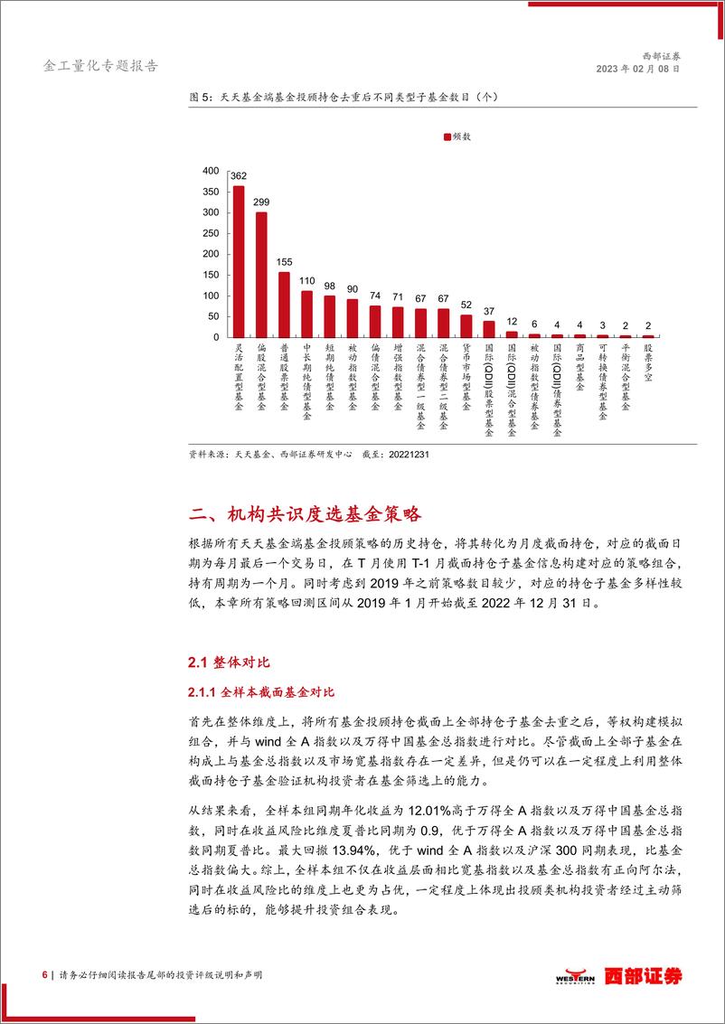 《基金研究系列专题十一：基于基金投顾策略持仓构建机构共识度基金优选策略表现-20230208-西部证券-23页》 - 第7页预览图