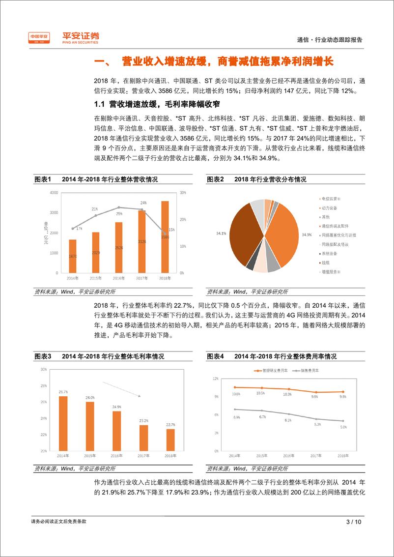 《通信行业2018年年报及2019年一季报业绩综述：盈利能力有所下降，复苏信号需密切跟踪-20190509-平安证券-10页》 - 第4页预览图