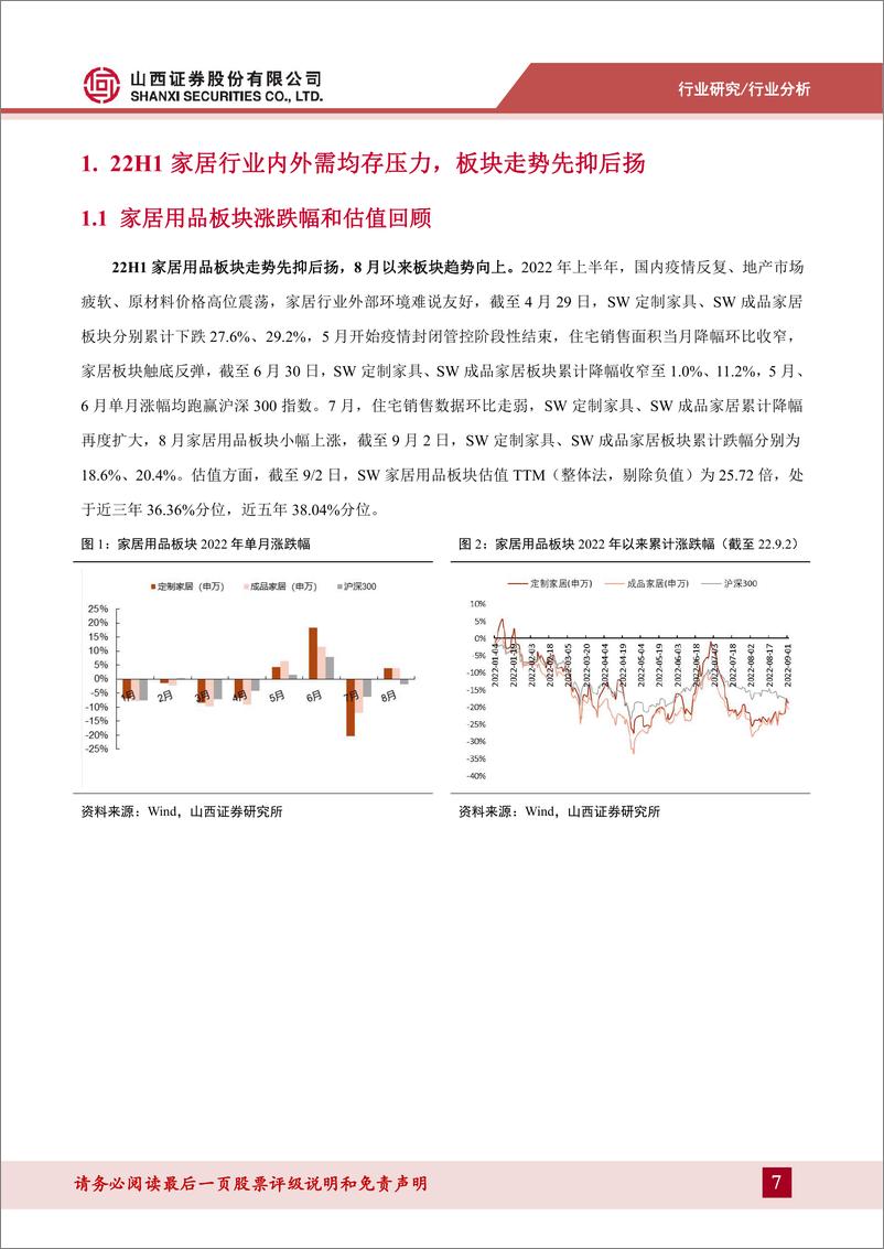 《家居行业22H1&22Q2业绩综述：行业分化持续，龙头韧性尽显-20220908-山西证券-29页》 - 第8页预览图