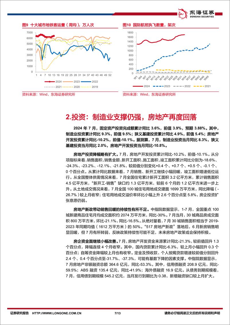 《国内观察：2024年7月经济数据，生产相对较强，内需仍待提振-240815-东海证券-13页》 - 第7页预览图