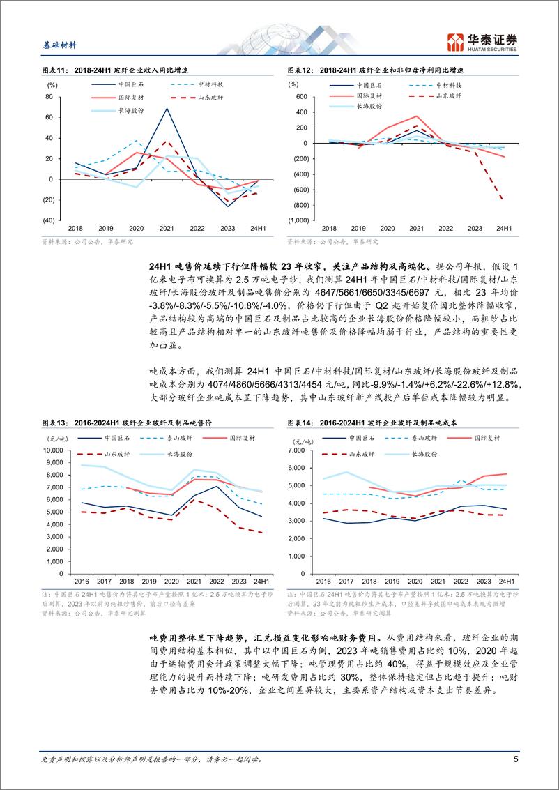 《基础材料行业玻纤24Q2：盈利环比改善，扩张仍继续-240909-华泰证券-12页》 - 第5页预览图
