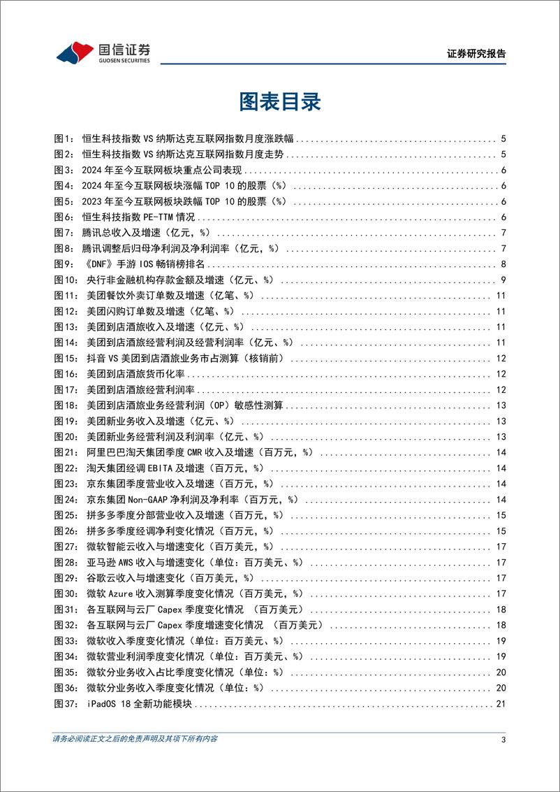 《互联网行业2024上半年回顾暨7月投资策略：互联网板块筑底确认，推荐配置竞争格局清晰的互联网龙头-240708-国信证券-32页》 - 第3页预览图