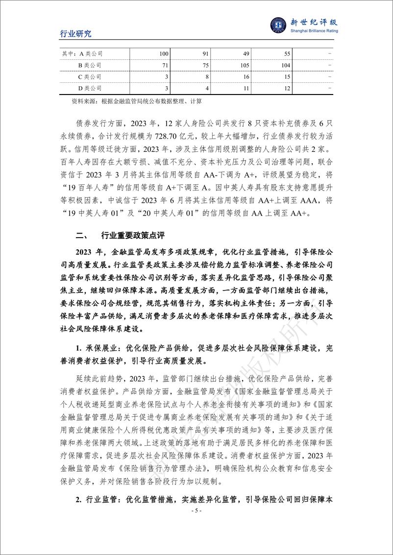 《新世纪评级：2023年人身险行业信用回顾与2024年展望报告》 - 第5页预览图