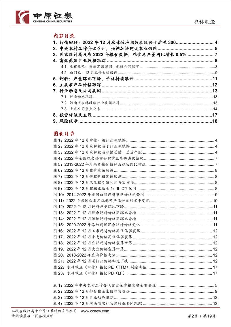 《农林牧渔行业月报：中央农村工作会议召开，全国粮食产量维持增长-20230113-中原证券-19页》 - 第3页预览图