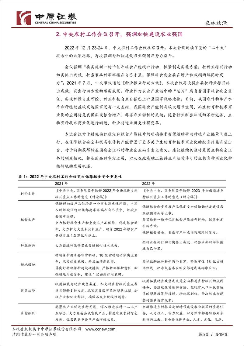 《农林牧渔行业月报：中央农村工作会议召开，全国粮食产量维持增长-20230113-中原证券-19页》 - 第6页预览图