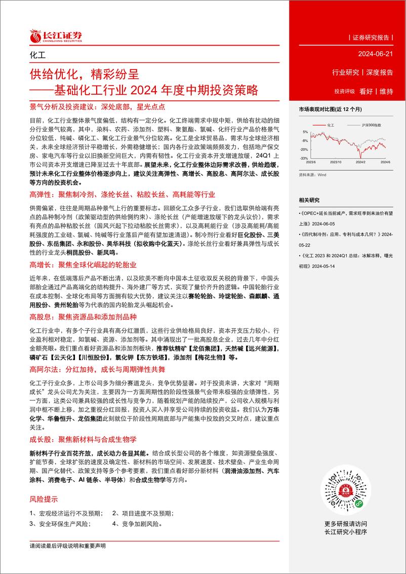 《基础化工行业2024年度中期投资策略：供给优化，精彩纷呈-240621-长江证券-71页》 - 第3页预览图