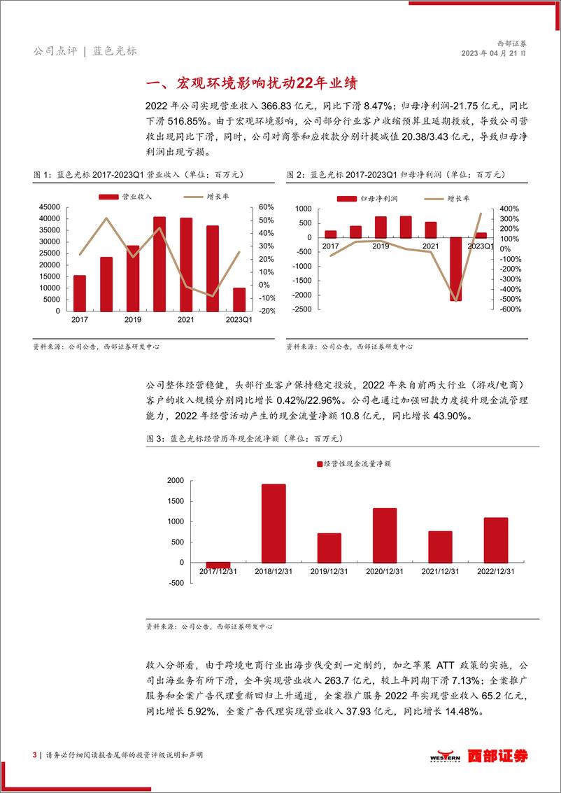 《20230421-西部证券-蓝色光标-300058-2022年&23Q1业绩点评：主营业务经营稳健，看好AIGC推动公司业务提效》 - 第3页预览图