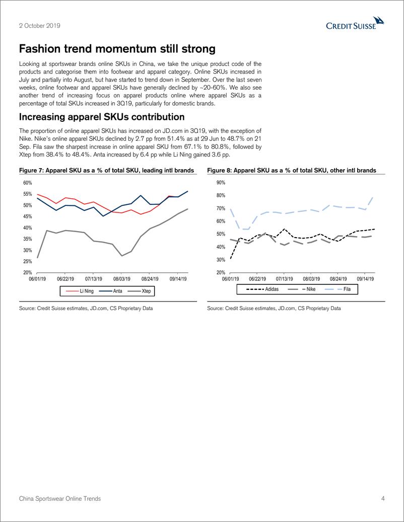 《瑞信-中国-服装行业-中国运动服装在线趋势9月洞察：李宁定价势头领先同行-2019.10.2-22页》 - 第5页预览图