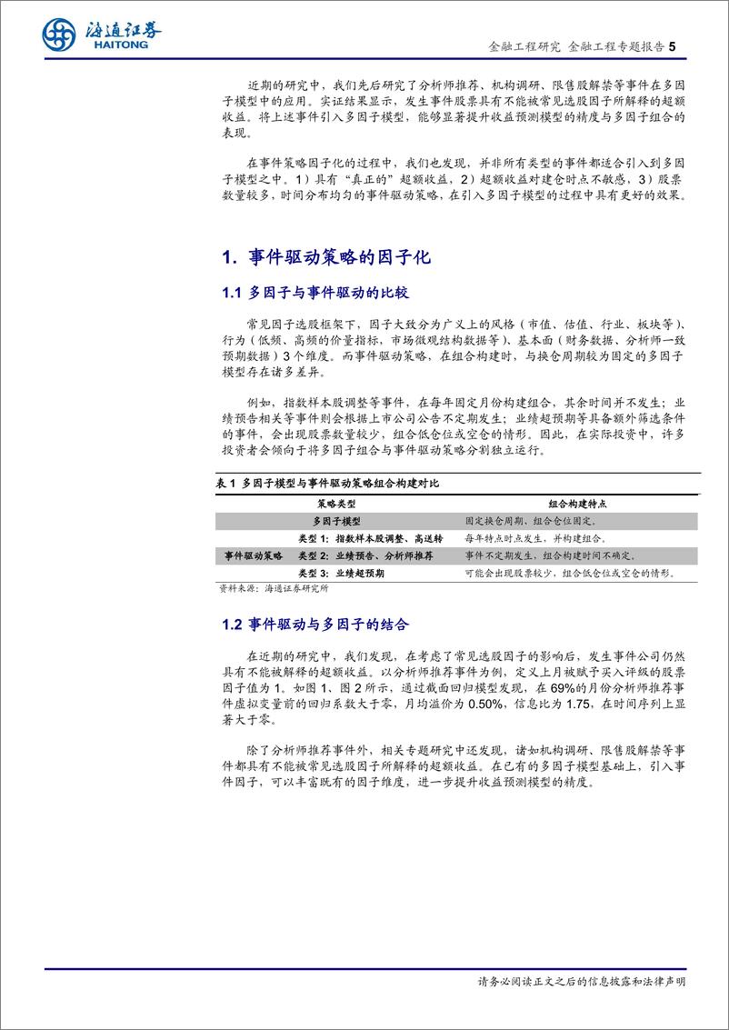 《海通证2018092海通证券金融工程专题报告：事件驱动策略因子化的适用条件》 - 第5页预览图