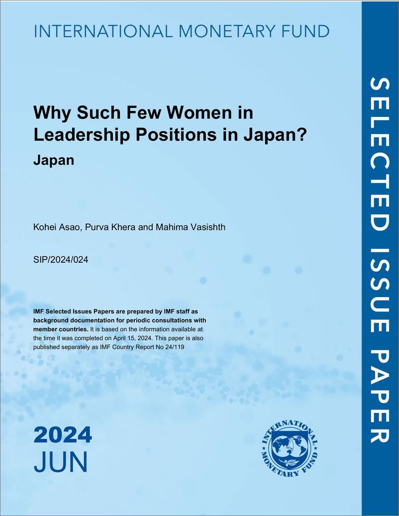 《IMF-为什么日本很少有女性担任领导职务？：日本（英）-2024-20页》 - 第1页预览图