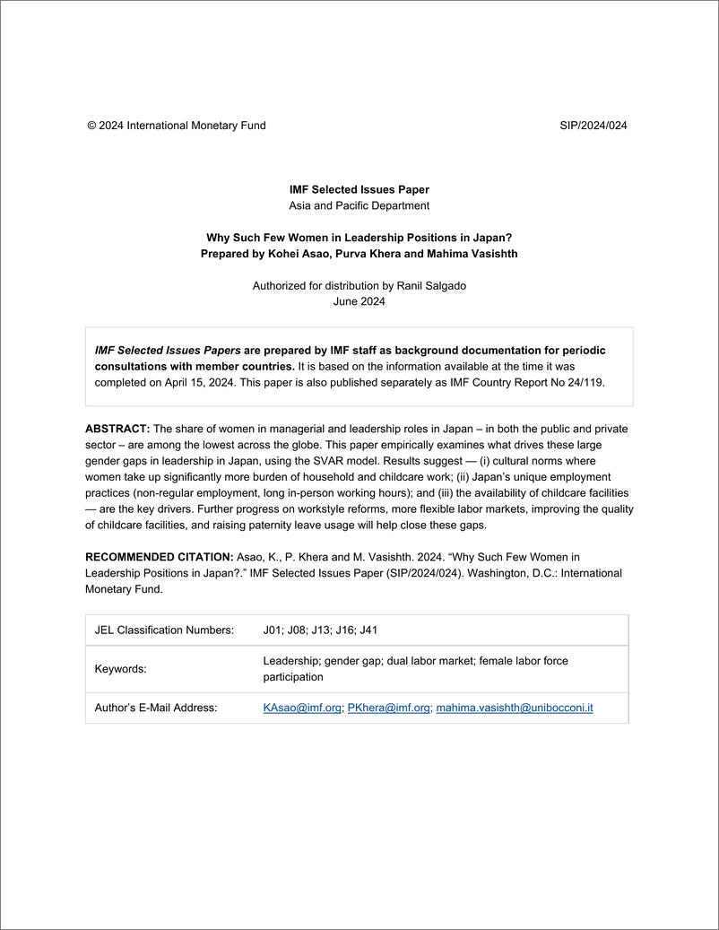 《IMF-为什么日本很少有女性担任领导职务？：日本（英）-2024-20页》 - 第2页预览图