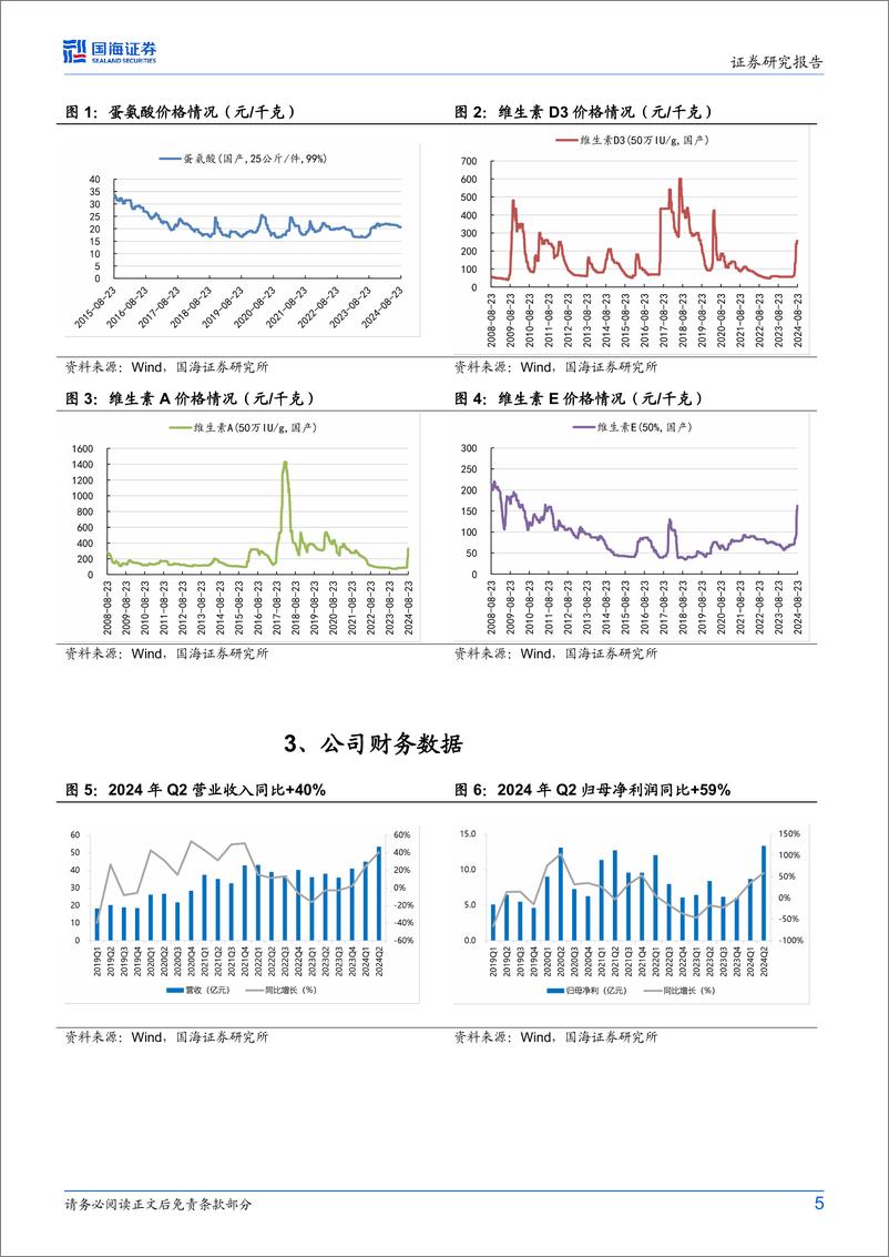 《新和成(002001)2024年半年报点评：主营产品高景气，2024Q2业绩大幅提升-240826-国海证券-10页》 - 第5页预览图