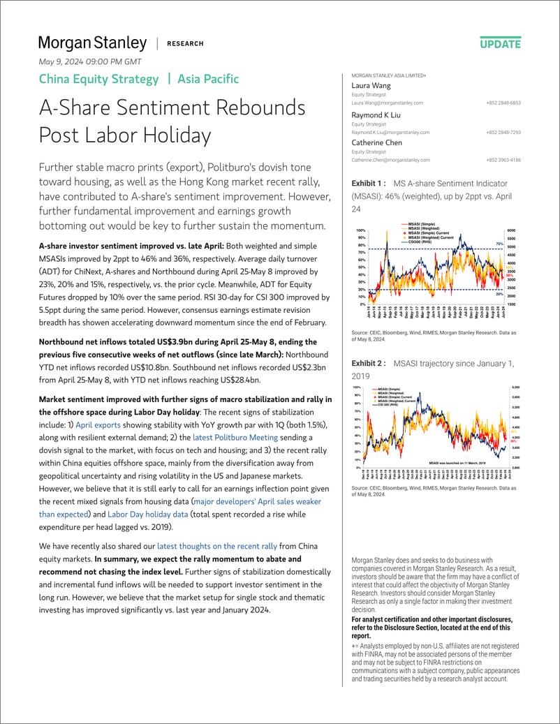 《Morgan Stanley-China Equity Strategy A-Share Sentiment Rebounds Post Labor...-108143027》 - 第1页预览图