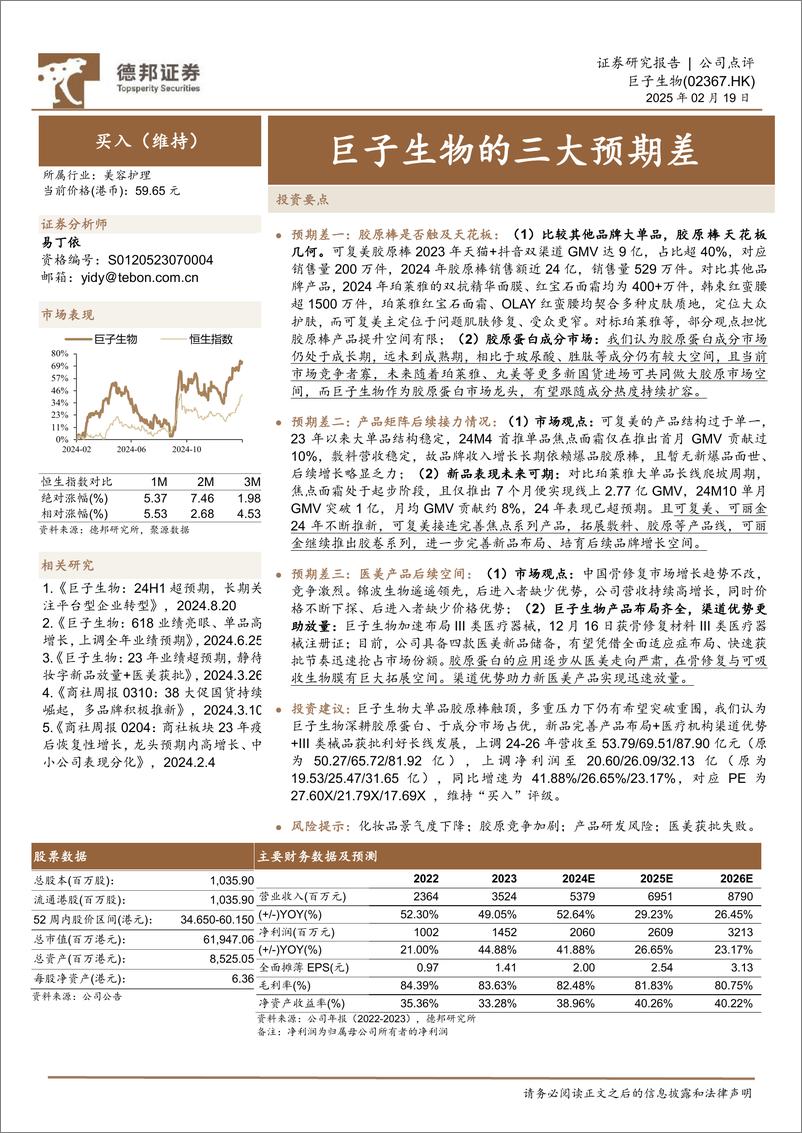 《德邦证券-巨子生物-2367.HK-巨子生物的三大预期差》 - 第1页预览图