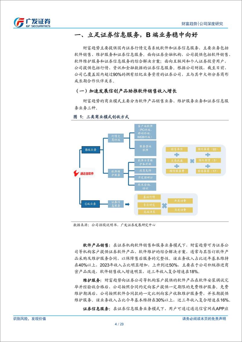 《财富趋势(688318)头部券商交易系统供应商-240709-广发证券-23页》 - 第4页预览图