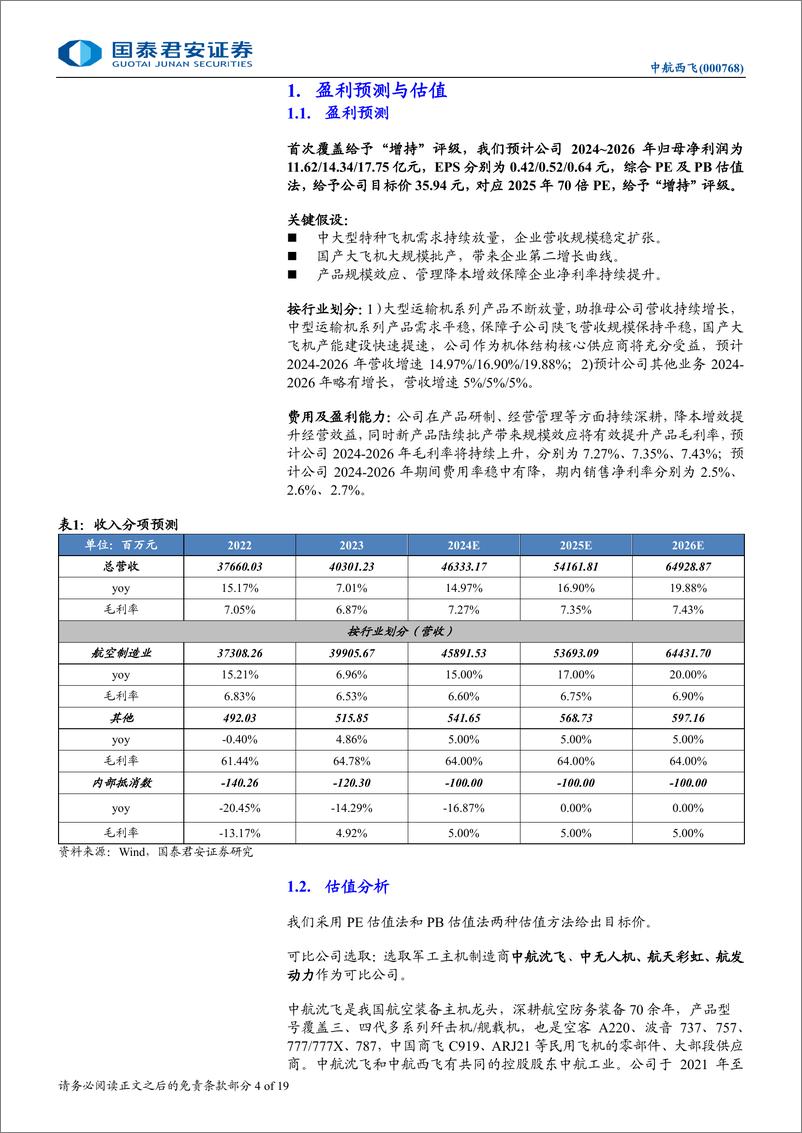 《中航西飞(000768)首次覆盖报告：军民用大飞机龙头，需求确定未来可期-250105-国泰君安-19页》 - 第4页预览图