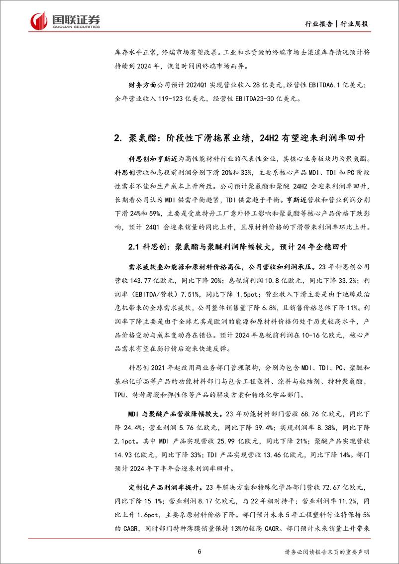 《基础化工行业周专题：海外化工综合巨头和聚氨酯领先企业业绩解读》 - 第6页预览图