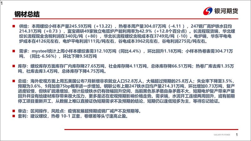 《钢材：钢厂复产进程偏慢，钢价短期无需过分悲观-20220808-银河期货-27页》 - 第3页预览图