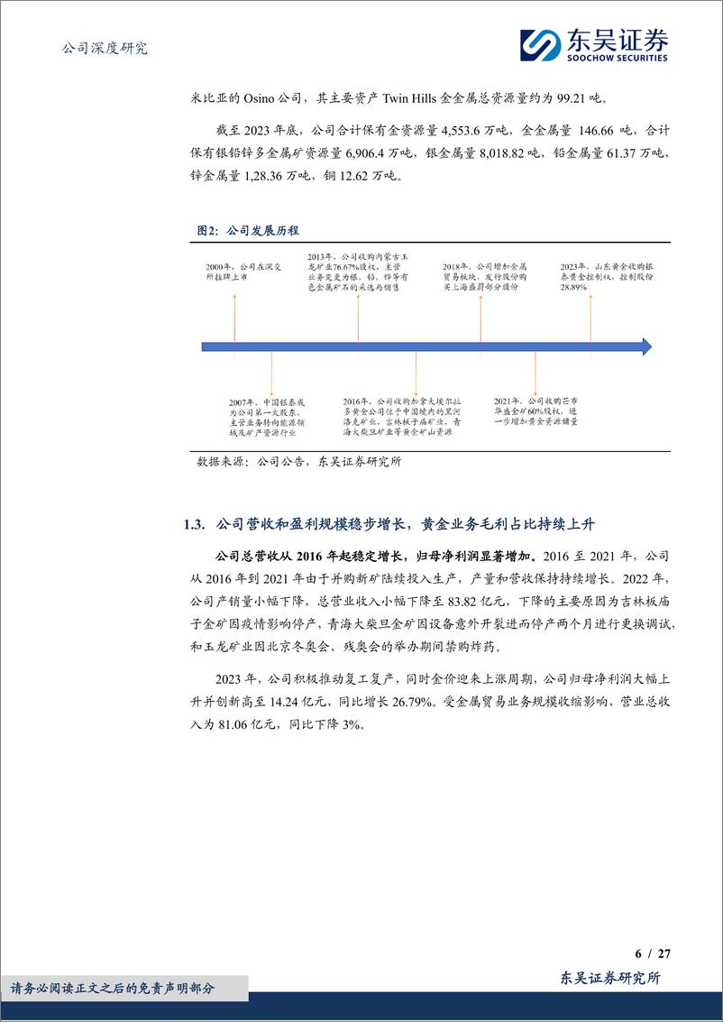 《山金国际(000975)具备优秀成本控制能力的黄金新贵，全球化布局开启二次增长曲线-240811-东吴证券-27页》 - 第6页预览图