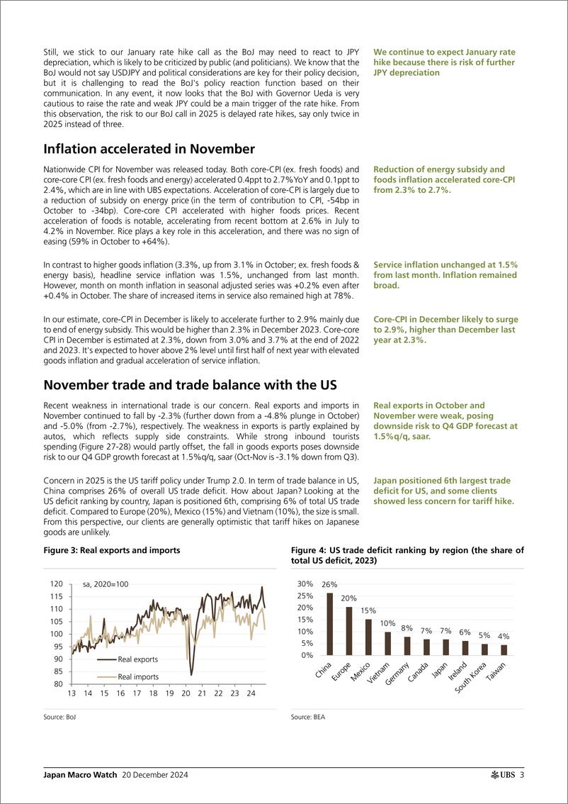 《UBS Economics-Japan Macro Watch _2025 outlook with some tweaks on BoJ call...-112311279》 - 第3页预览图