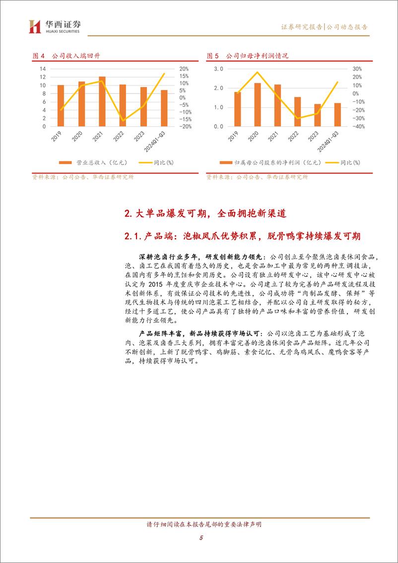 《有友食品(603697)泡椒凤爪第一品牌，大单品%2b新渠道驱动新成长-241123-华西证券-17页》 - 第5页预览图