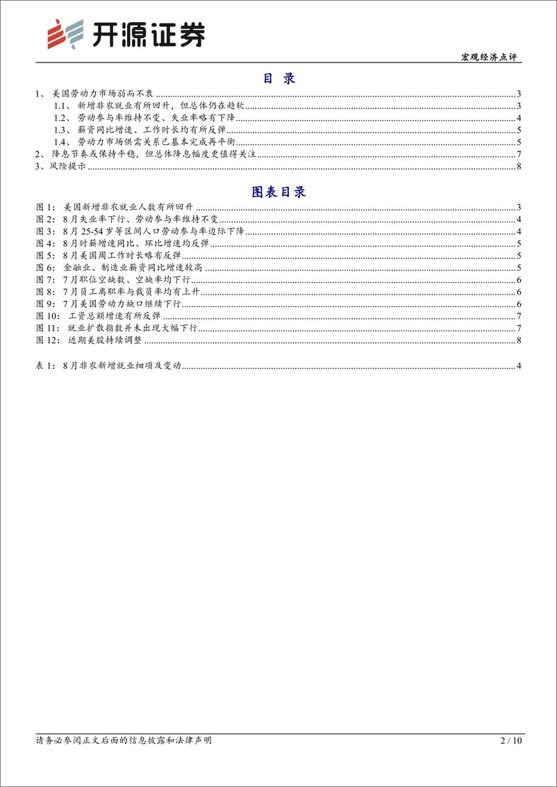 《美国8月非农就业数据点评：就业市场弱而不衰，联储或将稳步降息-240907-开源证券-10页》 - 第2页预览图