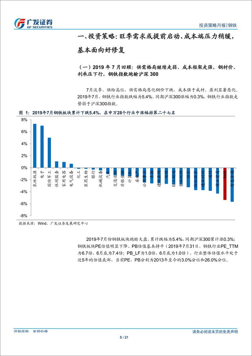 《钢铁行业2019年8月投资策略：旺季需求或提前启动、成本端压力稍缓，价利或存改善边际-20190802-广发证券-21页》 - 第6页预览图