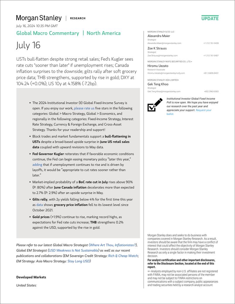 《Morgan Stanley Fixed-Global Macro Commentary July 16-109272027》 - 第1页预览图