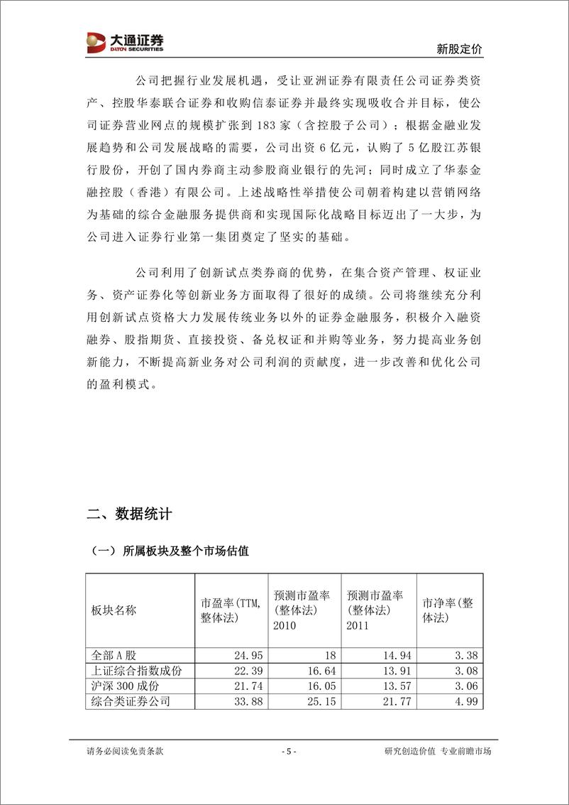 《华泰证券（大通证券）-上市定价报告-上市定价报告-100225》 - 第6页预览图