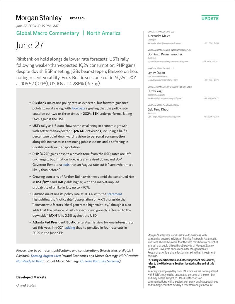 《Morgan Stanley Fixed-Global Macro Commentary June 27-108891550》 - 第1页预览图