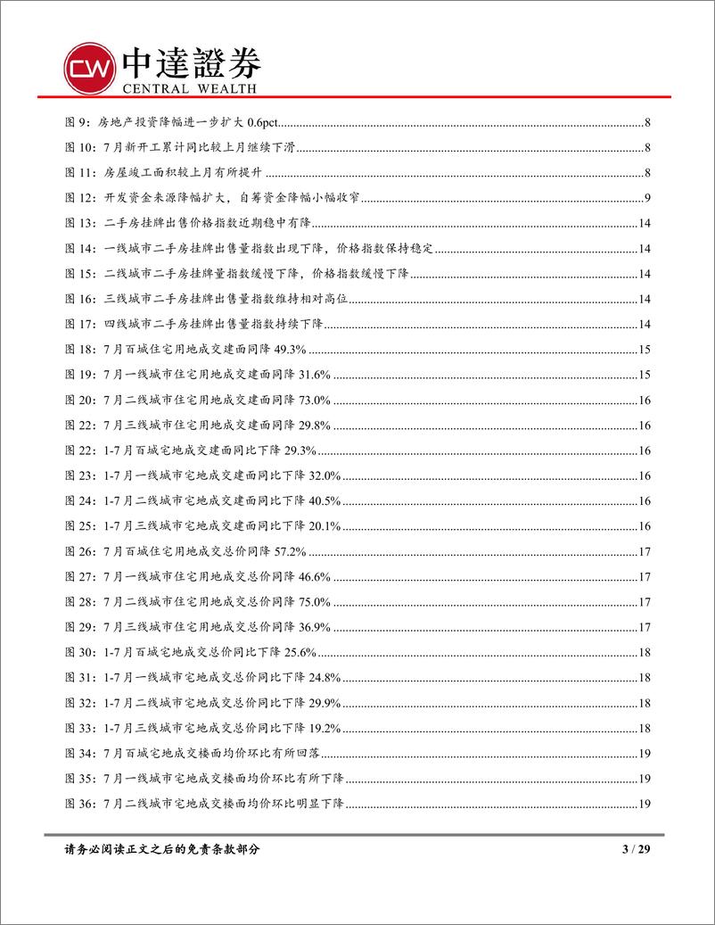 《房地产行业7月统计局数据点评及房地产月报：销售投资继续探底，行业政策更趋积极-20230815-中达证券-29页》 - 第4页预览图