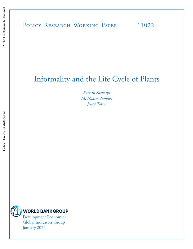 《世界银行-非正规性与植物的生命周期（英）-2025.1-44页》 - 第1页预览图