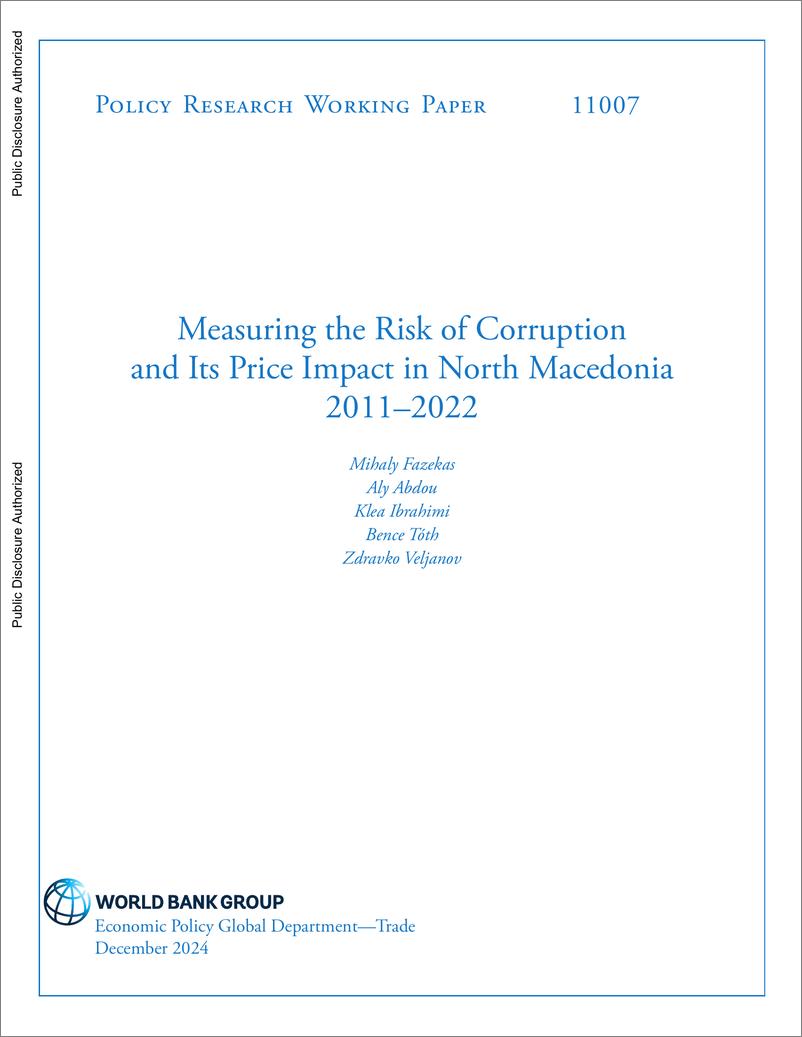 《世界银行-2011-2022年北马其顿腐败风险及其价格影响的衡量（英）-2024-67页》 - 第1页预览图