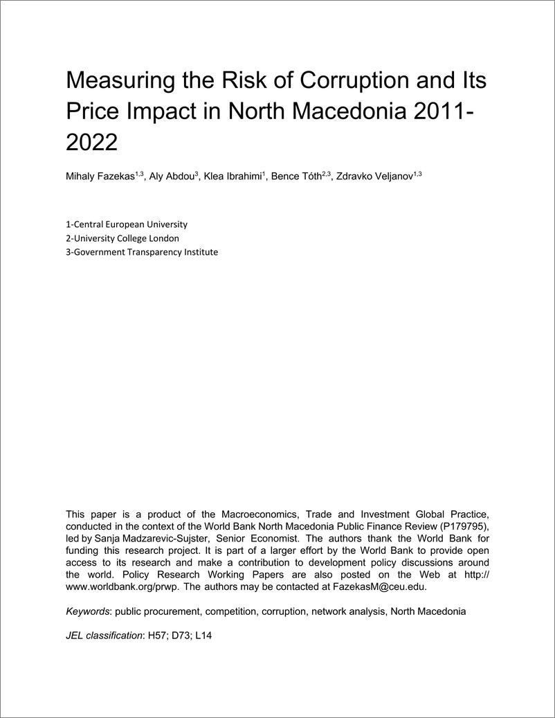 《世界银行-2011-2022年北马其顿腐败风险及其价格影响的衡量（英）-2024-67页》 - 第3页预览图