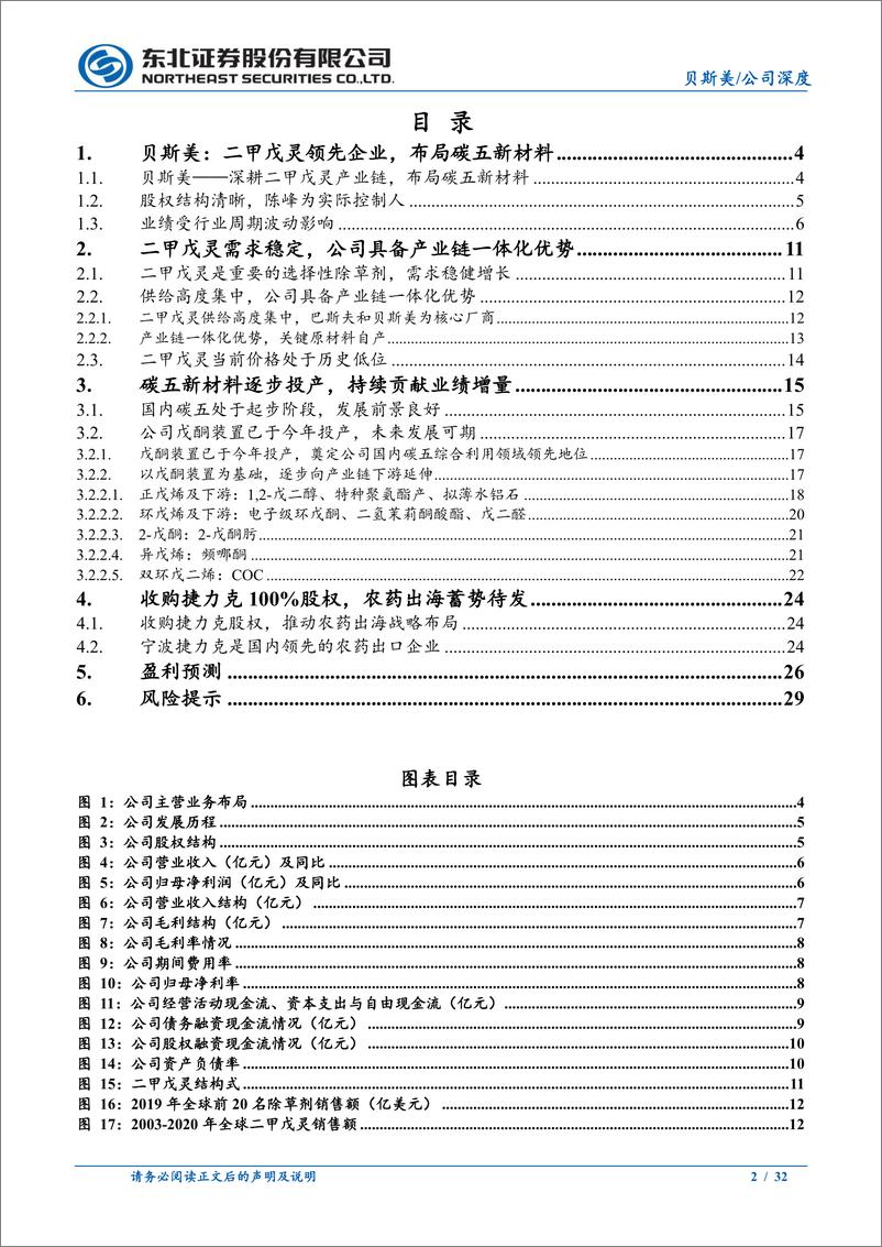 《贝斯美(300796)二甲戊灵领先企业，碳五新材料驱动成长-241027-东北证券-32页》 - 第2页预览图