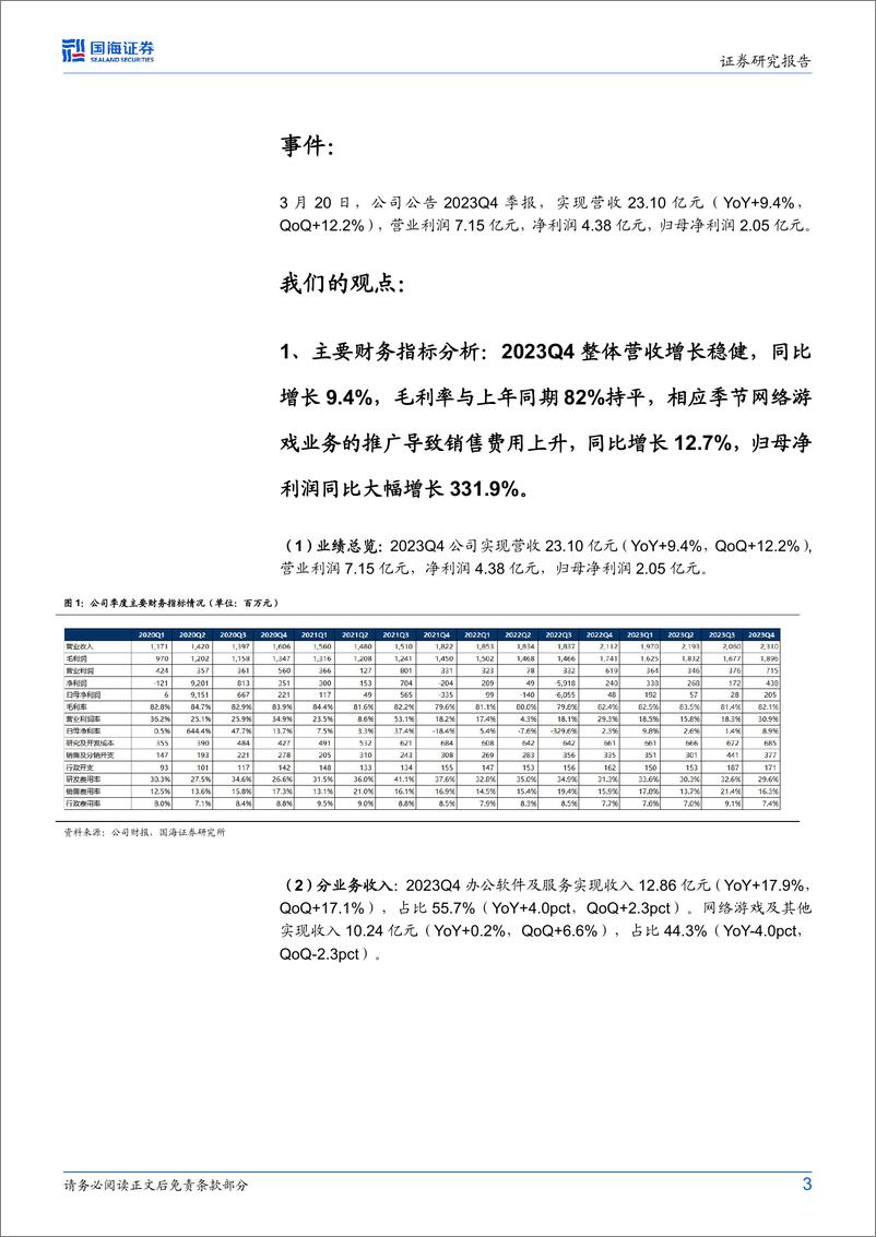 金山软件(3888.HK)2023Q4财报点评：WPSAI将开启商业化，关注《剑网3无界》上线进展-240325-国海证券-11页 - 第3页预览图