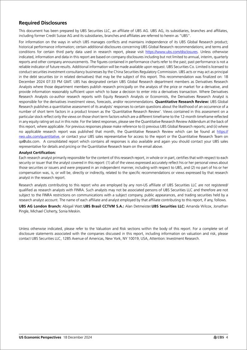 《UBS Economics-US Economic Perspectives _The Feds dots rise_ Pingle-112280903》 - 第4页预览图