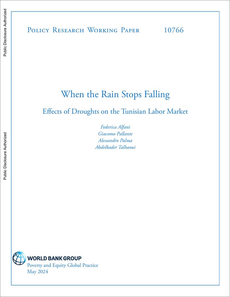 《世界银行-当雨停了：干旱对突尼斯劳动力市场的影响（英）-2024.5-35页》 - 第1页预览图