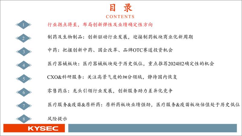 《开源证券-医药行业2024年中期投资策略：行业拐点将至，布局创新弹性及业绩确定性方向》 - 第3页预览图