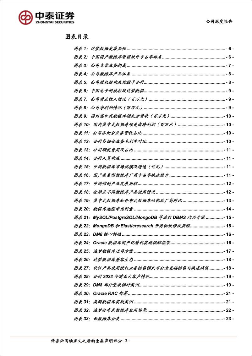 《达梦数据(688692)自主数据库龙头，助力信创步入核心系统替换深水区-240722-中泰证券-33页》 - 第3页预览图
