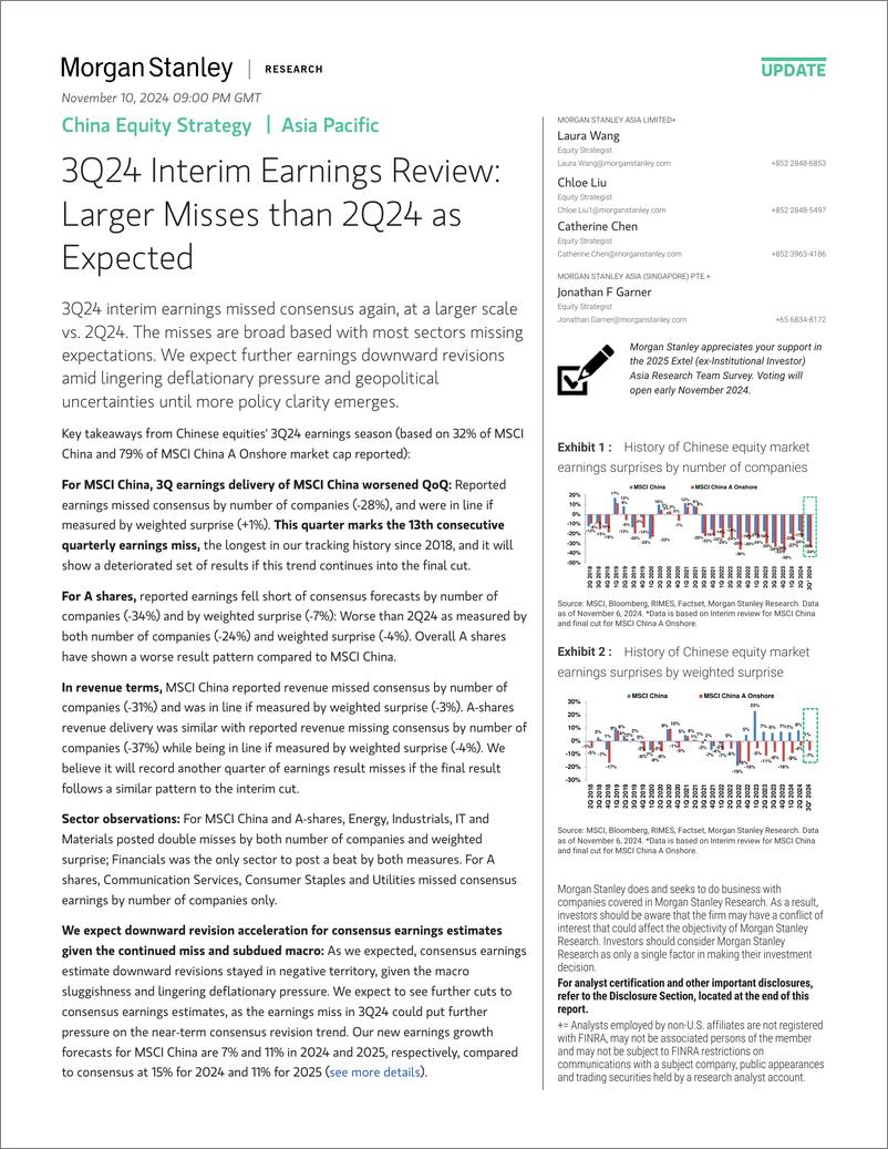 《Morgan Stanley-China Equity Strategy 3Q24 Interim Earnings Review Larger ...-111489210》 - 第1页预览图