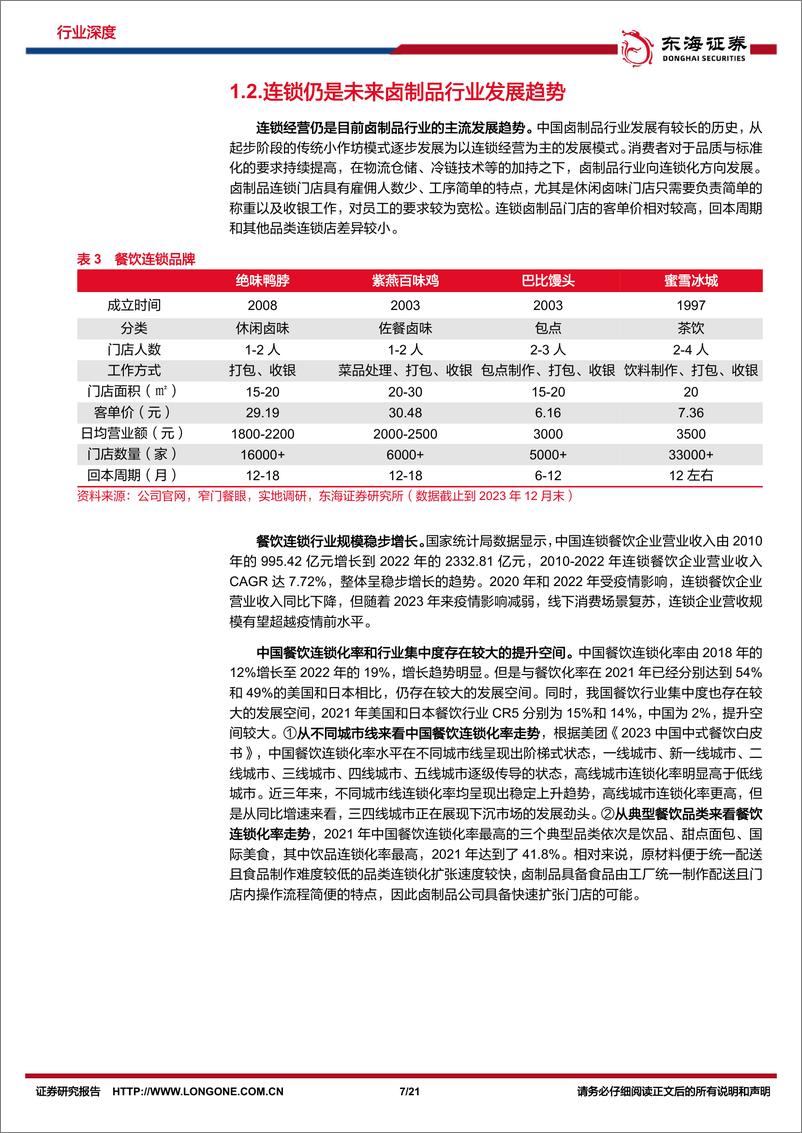 《食品饮料大众品系列研究（一）：严冬将过，卤制品公司拓店进行时-20240202-东海证券-21页》 - 第7页预览图