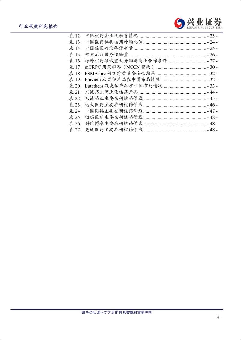 《医药行业核药深度报告：诊疗一体化优势显著，海内外加快产业布局-240412-兴业证券-50页》 - 第4页预览图