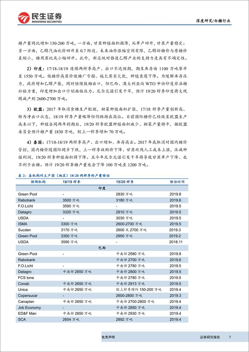 《农林牧渔行业深度研究：19~20榨季供需关系反转，糖价有望迎来上升新周期-20190812-民生证券-29页》 - 第8页预览图