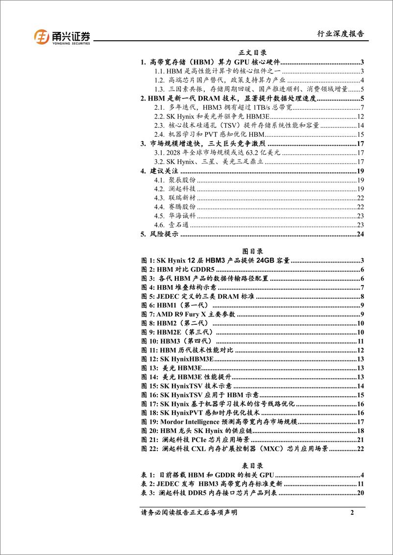 《电子行业人工智能系列专题报告(二)：HBM算力卡核心组件，国内产业链有望受益-240822-甬兴证券-26页》 - 第2页预览图