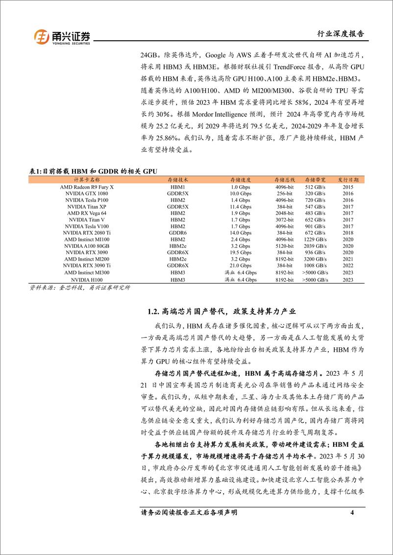 《电子行业人工智能系列专题报告(二)：HBM算力卡核心组件，国内产业链有望受益-240822-甬兴证券-26页》 - 第4页预览图